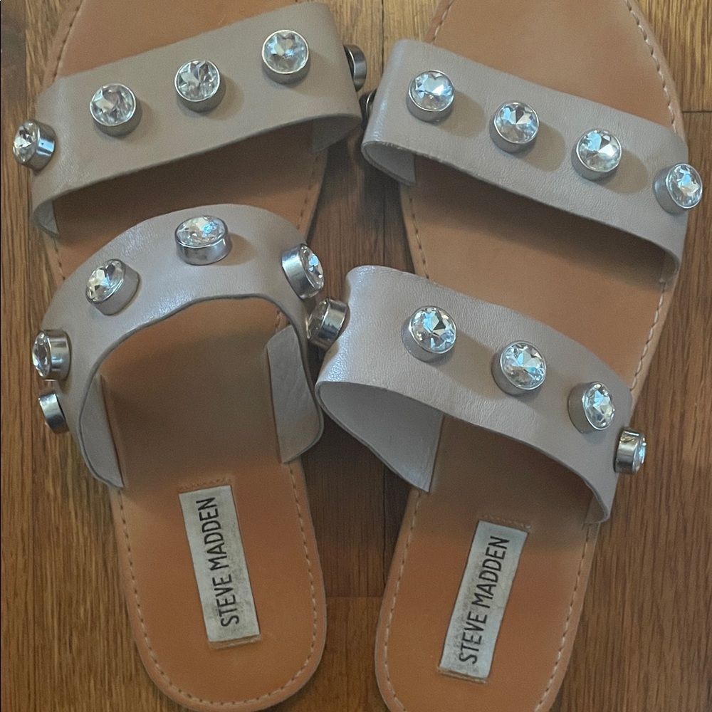 Steve Madden Beige Sandals with Crystal Accents